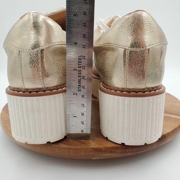 Yellow Box Marcell Platform Sneakers Women 9.5M Gold Metallic 2" White Base NWOB - Picture 5 of 12